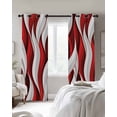 thumbnail image 2 of Red White Moire Black Out Curtains 54 Inch Long, Short Curtains for Small Window, Modern Abstract Art Room Darkening Farmhouse Window Curtains for Kitchen Bedroom 42"x54" 2 Panels, 2 of 8