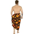 thumbnail image 3 of LA LEELA Men's Pareo Allover Halloween Costumes Scary Pumpkin Swim Trunks Swimwear Cover Up Beach Wrap Summer Sarong for Men One Size Scary Pumpkins, Spooky Orange, 3 of 5