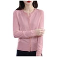 thumbnail image 1 of HBFAGFB Cardigan pour Femmes Col Rond à Boucle Chandail Tricoté Polyvalent Vestes à Manches Longues Rose Taille TG, 1 of 5
