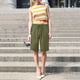 thumbnail image 4 of Puntoco pantalones cortos de verano para mujer, moda 2024, cintura elástica de verano para mujer con cordón, botones sólidos, pantalones casuales de cinco puntos, 4 of 6