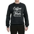 thumbnail image 2 of Wild Bobby Coffee Gets Me Started Jesus Keeps Me Going Inspirational/Christian Unisex Crewneck Graphic Sweatshirt, Black, Small, 2 of 5