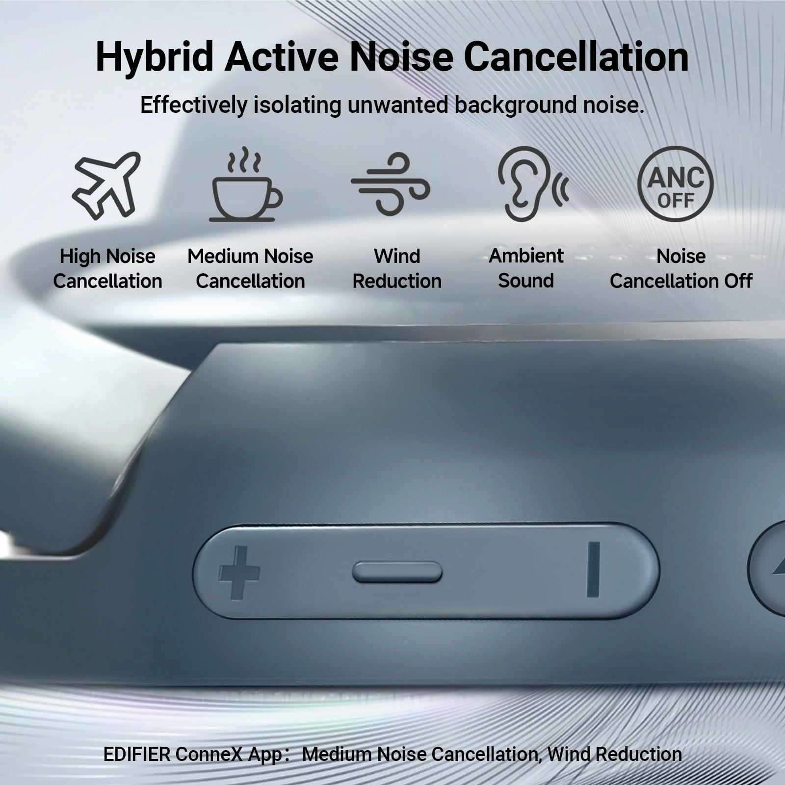 Edifier V80 Hybrid Active Noise Cancelling Headphones, True Wireless Over Ear Bluetooth Headset with 45H Playtime/Hi-Res Audio/Fast Charging/Multipoint Connection for Travel Home Office - Navy Blue
