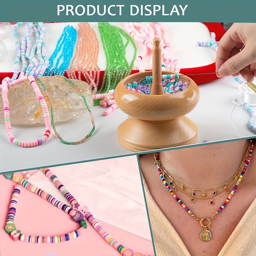 Oasiva Wood Bead Spinner Jewelry Making Tool for Quick and Precise Bead Stringing