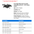 thumbnail image 2 of Front Right Wheel Hub Assembly - Compatible with 2013 - 2016 Toyota Avalon 2014 2015, 2 of 2
