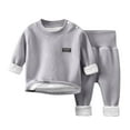 thumbnail image 2 of NAISIBABY Boys Girls Pajamas 2-Piece Set, Long Sleeved Tops Elastic Waist Pants Thicken Plush Velvet Winter Casual Home Clothes Gray 9-12Months, 2 of 3