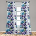 thumbnail image 2 of Blooming Floral Window Curtains, Romantic Flowers with Watercolor Style on Jumble Back Print, Lightweight Decor 2-Panel Set with Rod Pocket, Pair of - 28"x84", Deep Sky Blue Pale Lilac, by Ambesonne, 2 of 3