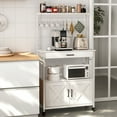 thumbnail image 3 of Behost Baker's Racks with Cabinet, Kitchen Adjustable Storage Shelves for Microwave Cart Oven Stand Coffee Bar, White, 3 of 13