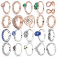 thumbnail image 2 of Anillos de plata 925 para mujer, joyería Popular de cristal azul, flor de Corazón Dorado, fiesta de boda, oro rosa, venta al por mayor, 2 of 4