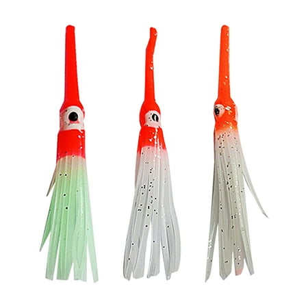 LIVEST Simulated Bright Color Large Eyes Anti-bite Long Mouth 9cm Squid Bait Luminous Sea Fishing Soft Octopus Squid Skirt Lure Fishing Tackle