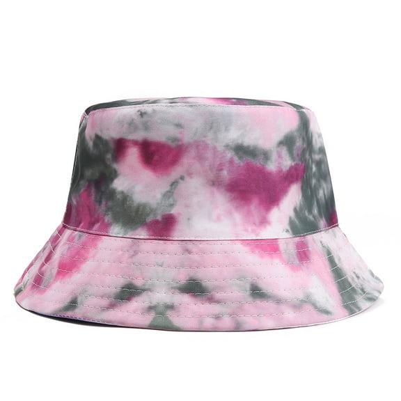 Womens Bucket Hat Tie Dye Print Hat Fashion Fisherman Hat Double-sided Wearable Sun Hat Outdoor Unisex