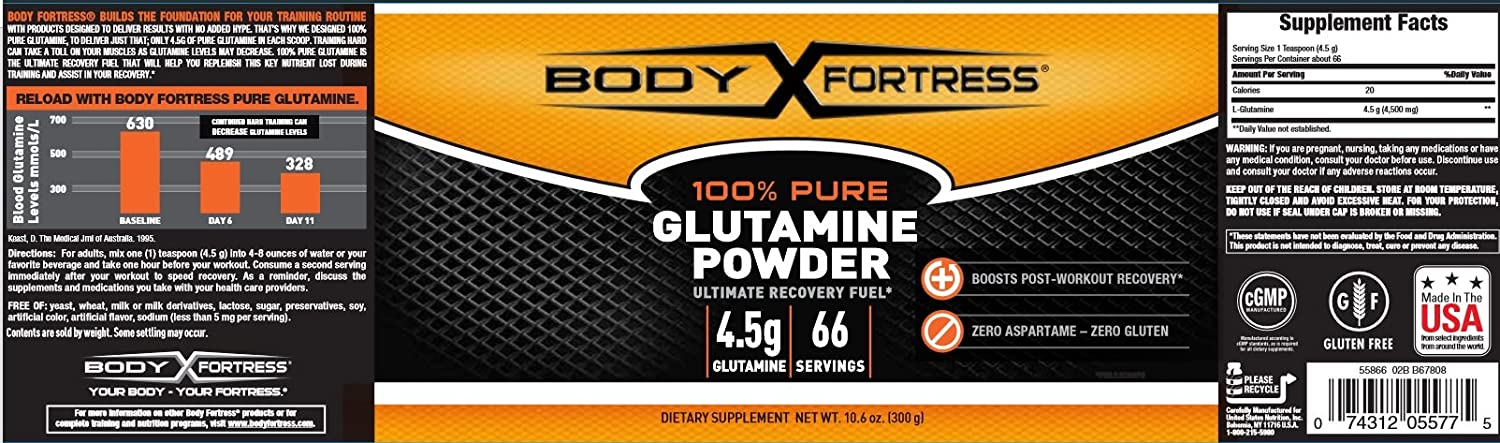 Body Fortress Pure Glutamine Powder, 10.6 Oz - image 3 of 5