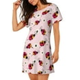 thumbnail image 2 of Pofeuu ladybugs and flower Print Women's Loose Fit Short Sleeve Nightgown, Comfortable Sleep Dress for Women, Casual Lounge Sleepwear, Soft Cotton Sleep Dress, 2 of 6