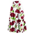 thumbnail image 3 of WTOBBY Women's Floral Print Ruffled Casual Long Skirt with Bow Detail, Retro Pleated Big Swing Skirt for Spring, Loose Fit Half Skirt Bohemian Style for Daily Fashion,Red L, 3 of 3
