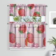 thumbnail image 2 of Kitchen Curtains 36 Inch Short - 3 Panel Set Strawberry Print, Rod Pocket Window Curtains 100% Polyester, Cute Fruit Valance for Farmhouse, Cafe, Living Room, Bedroom, Easy Wash, 2 of 6