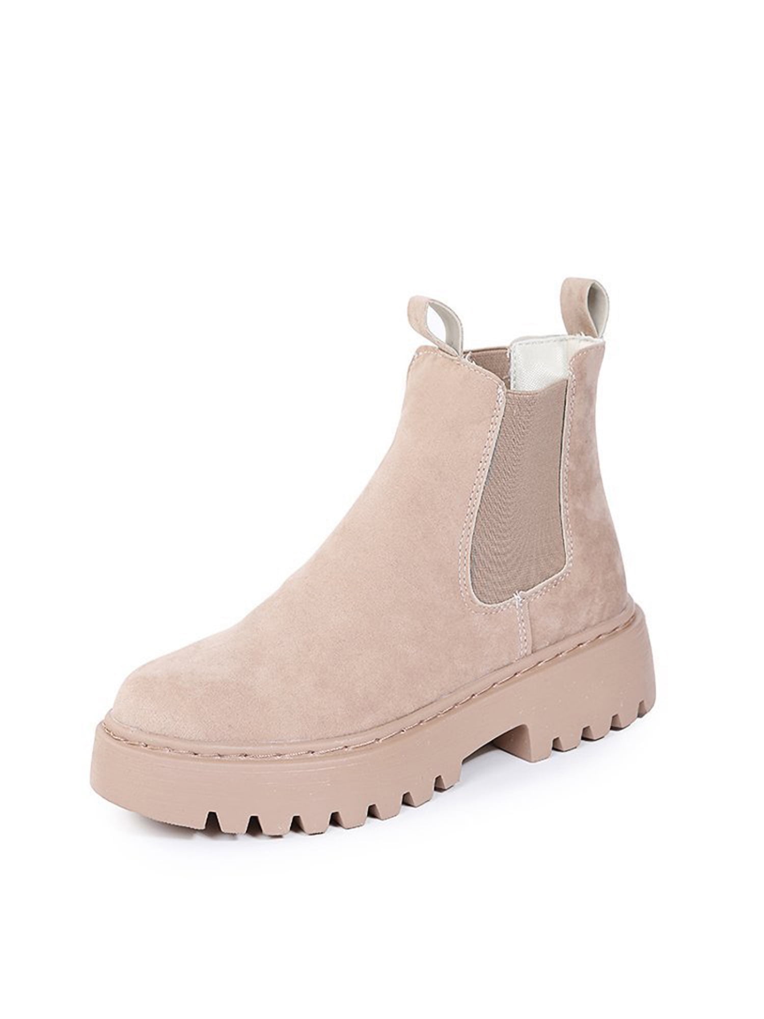 Ladies Anti-Slip Chelsea Boot Walking Elastic Shoes Wear Resistant Ankle Boots Beige 5.5 - Walmart.com