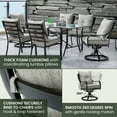 thumbnail image 6 of Hanover Lavallette 7-Piece Modern Outdoor Dining Set with Umbrella | 6 Cushioned Swivel Rocker Chairs | 66'' x 38'' Glass-Top Table | Weather Resistant Frame | Silver |LAVDN7PCSW-SLV-SU, 6 of 22