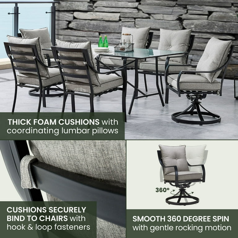 Hanover Lavallette 7-Piece Patio Set | 6 Cushioned Swivel Chairs Hanover Lavallette 7-Piece Patio Set | 6 Cushioned Swivel Chairs
