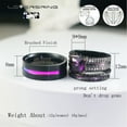 thumbnail image 2 of Couple Ring Bridal Set His Hers Black Gold Plated Violet Sapphire Titanium Steel 10k Wedding Ring Band Set, 2 of 9