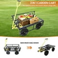 thumbnail image 2 of Aukfa Mesh Steel Wagon Cart with Removable Sides, Garden Cart Heavy Duty Utility Wagon with Rotating Handle/10'' Tires for Garden Yard, Yellow, 2 of 8