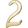 Hillman Group 847044 4 in. Brass Nail-On Traditional House Number 2 - 3 per Pack 3 Piece