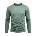 thumbnail image 4 of Smsaxvxz Mens Shirts Soft Comfort Crew Neck Long Sleeve Color Patchwork T-Shirts Casual Lightweight Fall Tops Green 3XL, 4 of 8