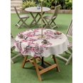 thumbnail image 4 of Outdoor Tablecloth with Umbrella Hole for Patio/Picnic/Party/Camping, Spring Flowers Waterproof Table Cloth Round Cover Washable, Pink Cherry Blossom Branches Plants Beige (Dia 54"), 4 of 8