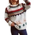 thumbnail image 2 of hirigin Women Christmas Sweater, Knit Pullover Long Sleeve Crew Neck Elk Winter Tops for Casual Daily, 2 of 9