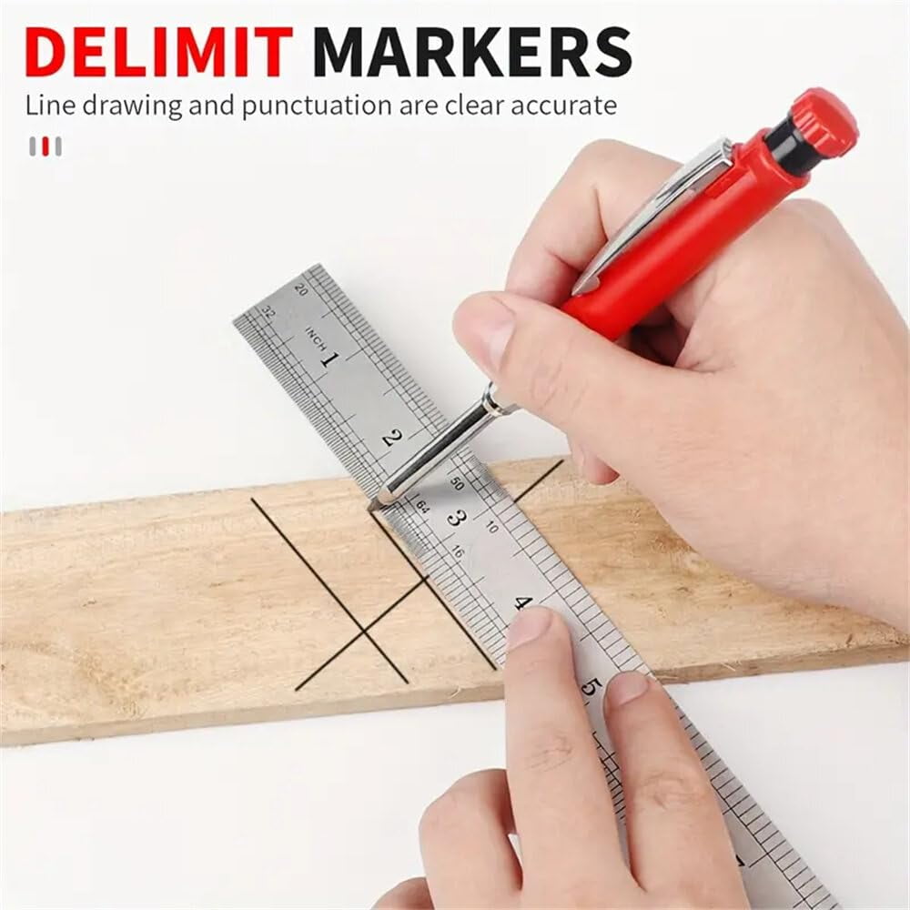 Refillable Carpenter Pencil Set Woodworking Marking Pen Deep Hole Marker High Precision Mechanical Pencil for Accurate Craftsmanship and Drafting Essential Tool
