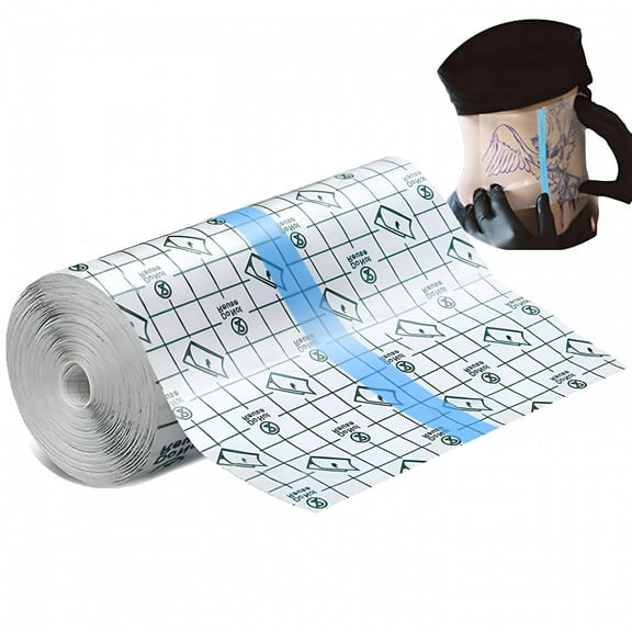 QARUN Tattoo Aftercare Waterproof Bandage 10cm x 2m, Transparent Film Dressing, Second Skin Healing Protective Clear Adhesive Bandages for Tattoo Aftercare, Recovery, Cover, Protective Shield