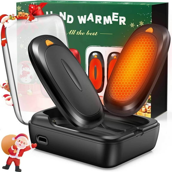 2-Pack 14000mAh Rechargeable Hand Warmers with Charging Case, Fast Charging Portable Heater, Ideal for Outdoor Camping Golf Hunting, Perfect Christmas Winter Gift