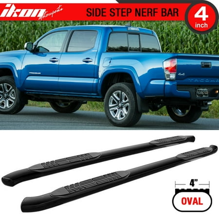 Fits 05-17 Toyota Tacoma Double Cab 4 Inch Oval Black Nerf Bar Running ...