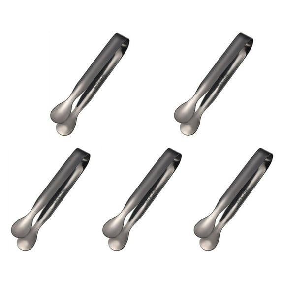 5 PC Mini Appetizers Tongs 4.3-Inch Serving Tong, Small Serving Utensils, Premium Stainless Steel Sugar Clamp Tongs Perfect for Tea Party, Coffee Bar, Ice, Buffet, Kitchen