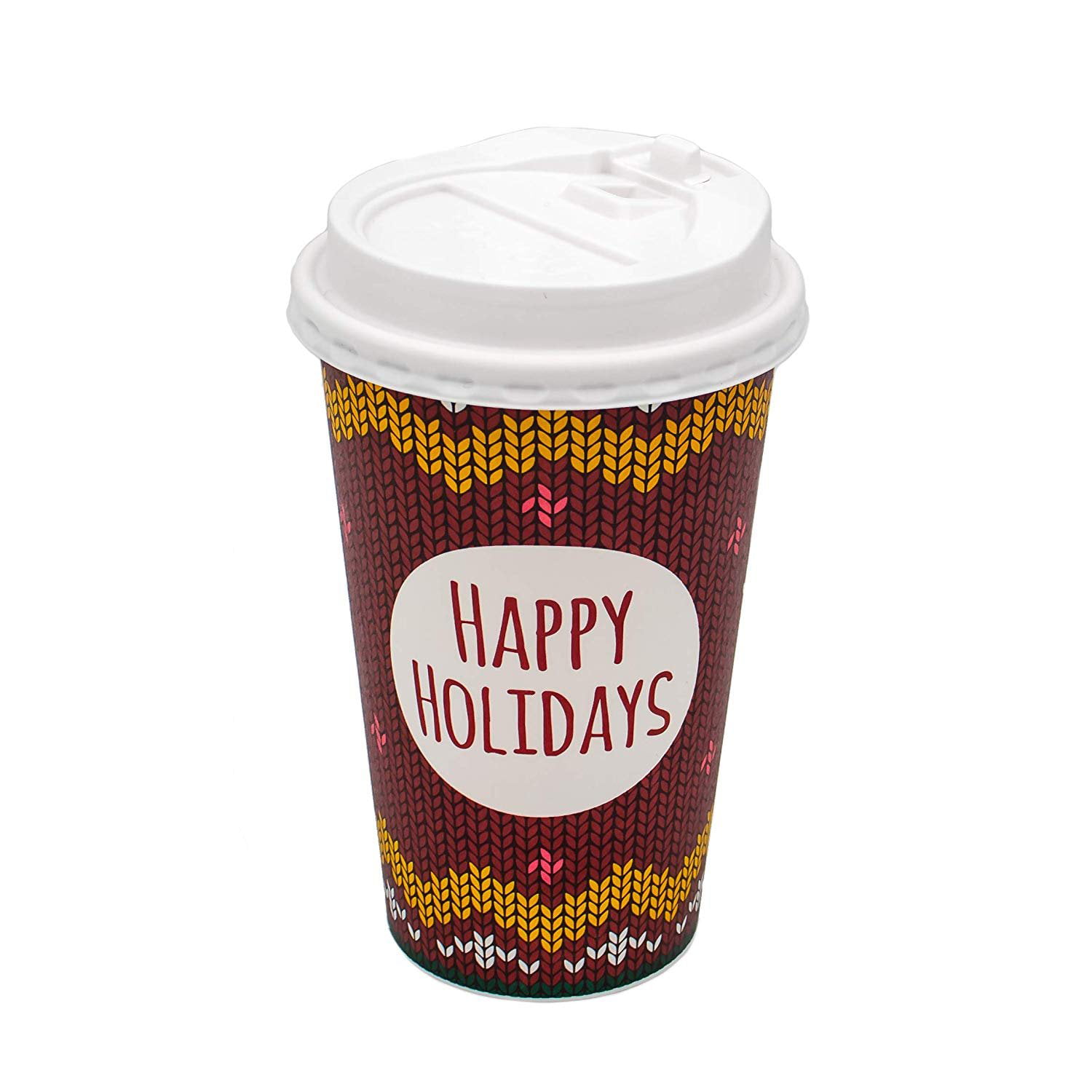 B-KIND Bundle of 50 Holiday Coffee Cups Disposable with Lids. Hot