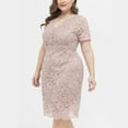 thumbnail image 4 of asdoklhq Womens Plus Size Clearance Dresses, Women Plus Size V Neck Short Sleeve Solid Lace Dress Party Dress, 4 of 9