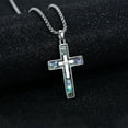 thumbnail image 5 of Coachuhhar Cross Necklace 925 Sterling Silver Faith Pendant Necklacce with Abalone Shell Christian Jewelry Gifts for Men Women Boyfriend Husband, 5 of 7