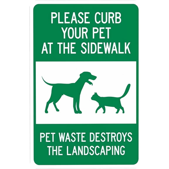 Please Curb Your Pet Sidewalk Pet Waste Destroys Landscaping Sign - 8"x12", Security Metal Decor for Business, Office, Yard, Street, Road, Home