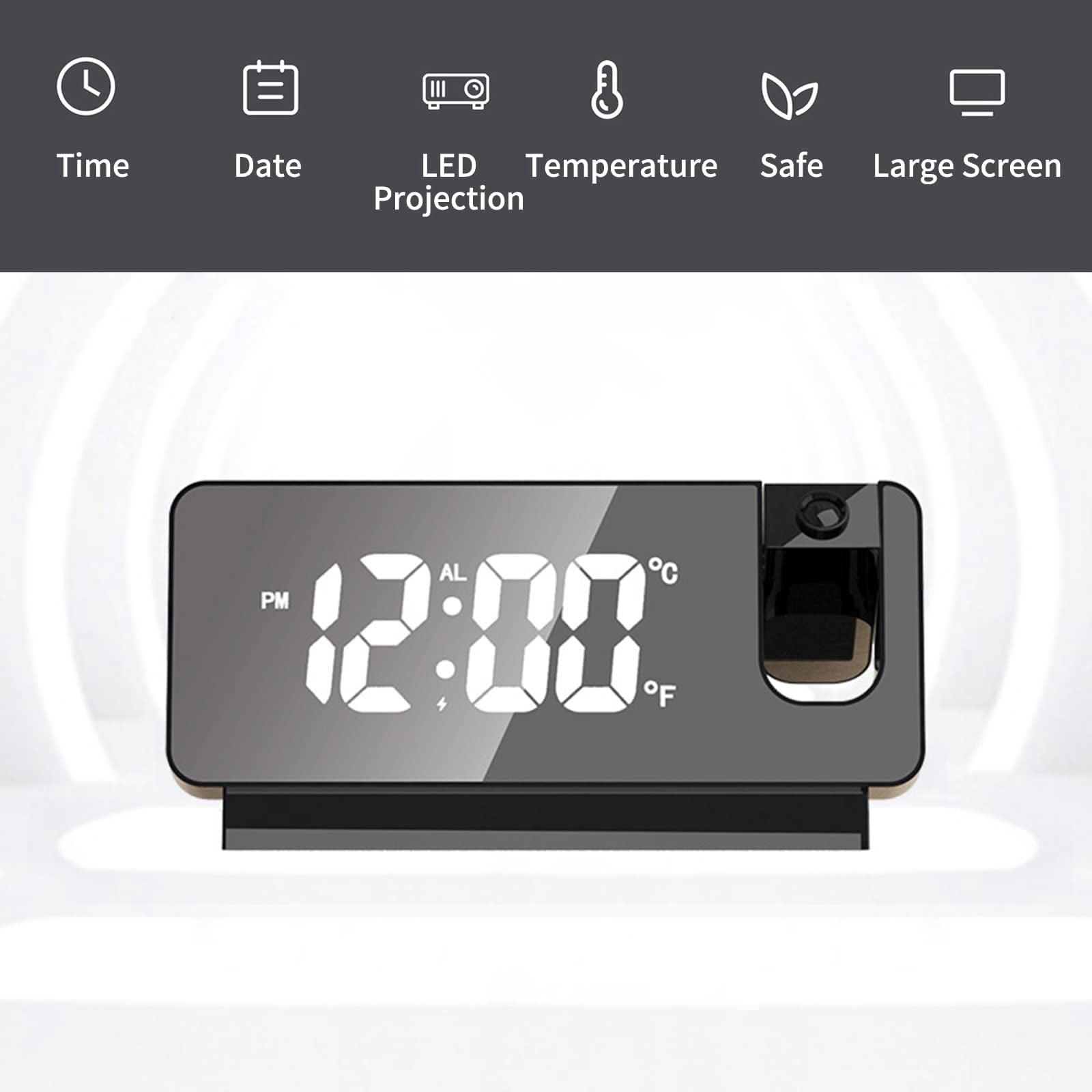 Digital LED Projection Alarm Clock Table Clock Bedroom Bedside Clock Sleep Timer Large Ceiling Clock with Temperature