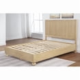 thumbnail image 3 of California King Size Wooden Platform Bed with Fluted Panels Headboard – Modern Minimalist Design, Light Oak Finish, 3 of 7