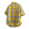 thumbnail image 5 of USNSM Mens Plus Size Button Down Flannel Shirts Long Sleeve Plaid Shackets Business Casual Blouse Top Yellow XXXL, 5 of 8