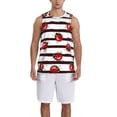 thumbnail image 4 of Easygdp Ladybugs on Black and White Striped1 Men's Mesh Basketball Jersey Quick Drying Sleeveless Shirts Fitted Muscle Tank Tops Sport Round Neck T-Shirt - X-Large, 4 of 9