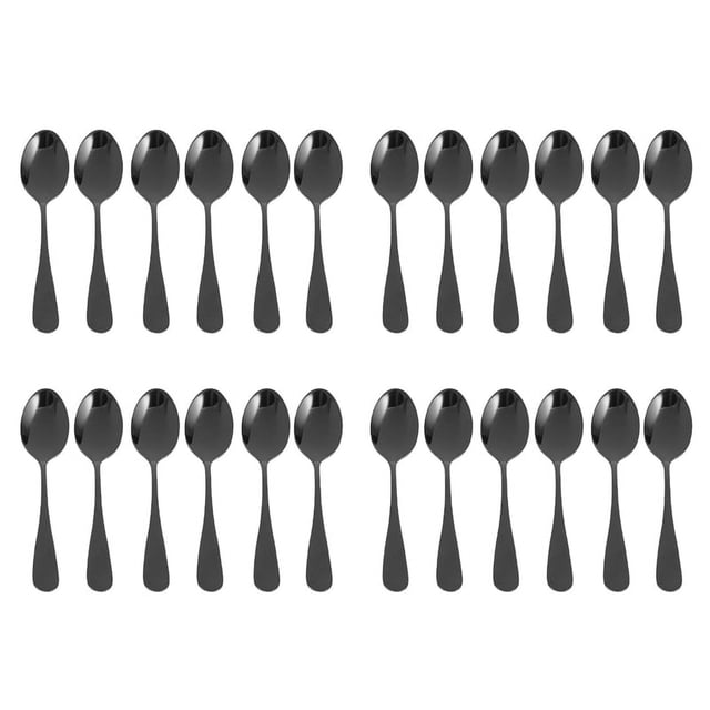 Cucharadas Negras Cucharadas, Mini Cucharas para Pastel de Acero Inoxidable, Juego de 24 (Cucharas de Café Negro)