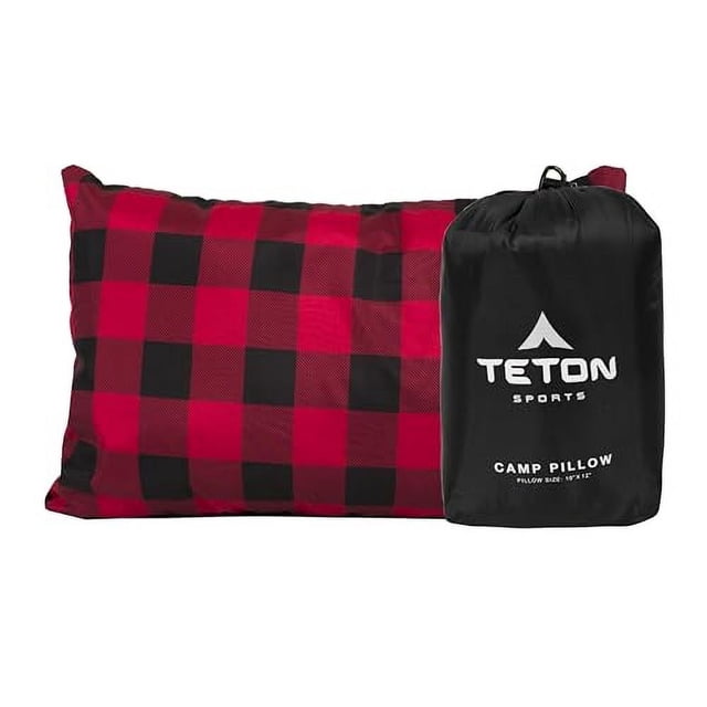 Almohada para campamento deportivo TETON; Ideal para viajar, acampar y hacer mochileros; Lavable, negro, 12 x 18 pulgadas; 9,6 onzas