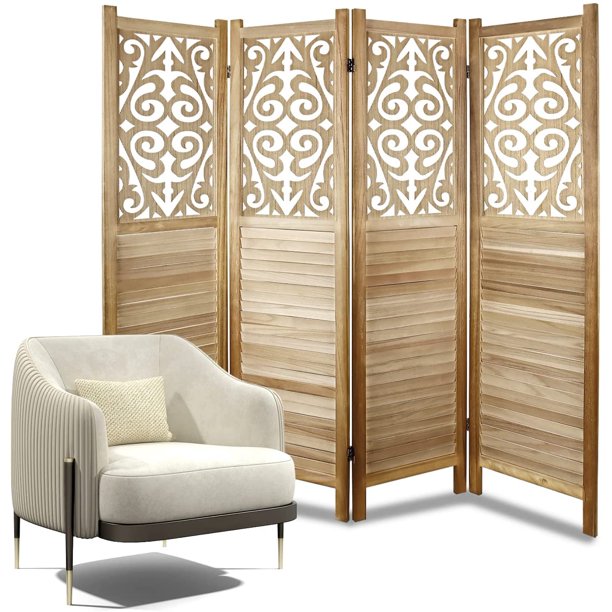 Wood Room Dividers 4 Panel Premium Wooden Room Dividers Wall for