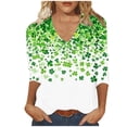 thumbnail image 2 of VgaVtl St Patrick Day Shirts for Women 3/4 Sleeve V-Neck T-Shirt Women Casual Workout Regular Shamrock Classic Tops, 2 of 5