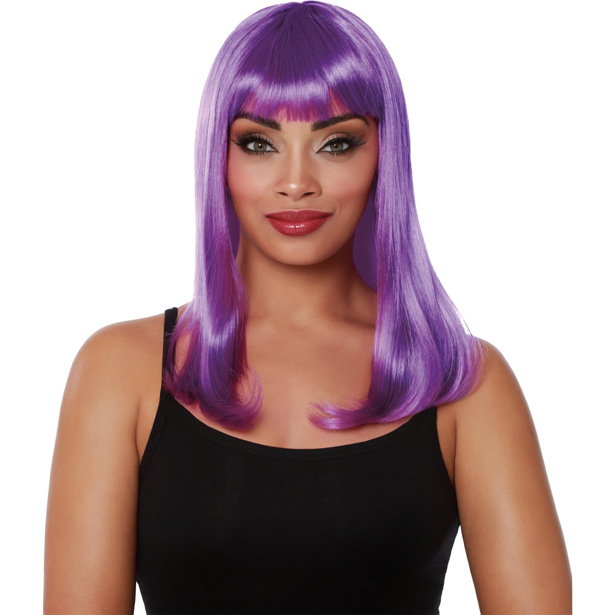 Way to Celebrate Long Purple Bob Wig Adult Women’s Halloween Accessory