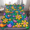 thumbnail image 1 of HAHDAXIA Floral Pattern Bedding Solid Comforter Set for All Seasons,3 Pieces(1 Comforter+2 Pillowcases),Soft Microfiber Bedding Set Queen(90"x90"), 1 of 7