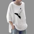 thumbnail image 2 of Tops Para Mujer Salir Tops Casual Moda Impreso Cuello Redondo Suelto Camiseta de Manga 3/4 Jersey Odeerbi ODB148773, 2 of 5