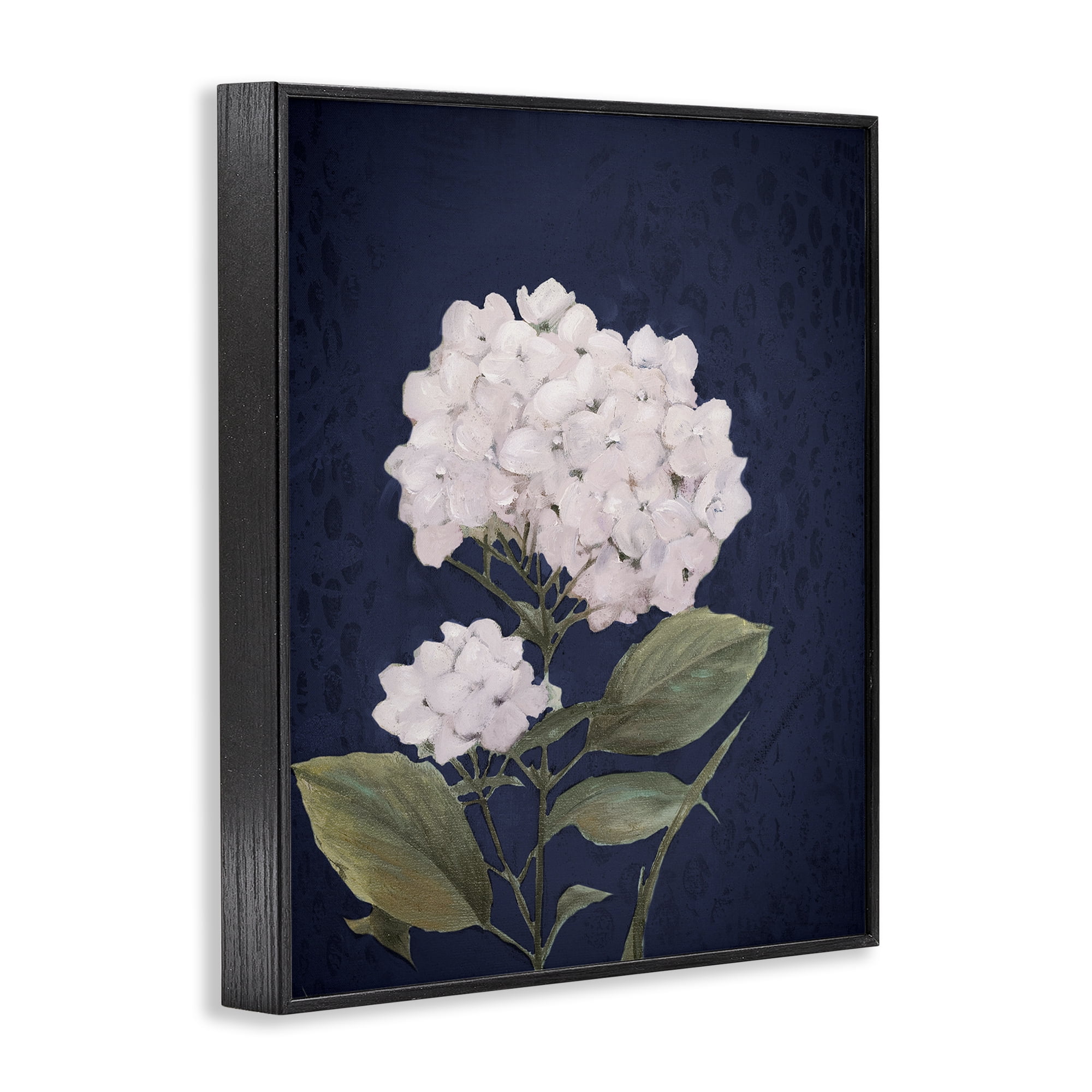 Stupell Industries White Hydrangea Blossom Botanical & Floral Painting Black Framed Art Print Wall Art, 16 x 20