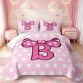 thumbnail image 2 of meiyoeat Cute Bow Initial B Quilt Full For Girls,Pink Polka Dot Monogram Art Full Bedspread Sets,3pcs,1 Coverlet and 2 Pillowcases, 2 of 7