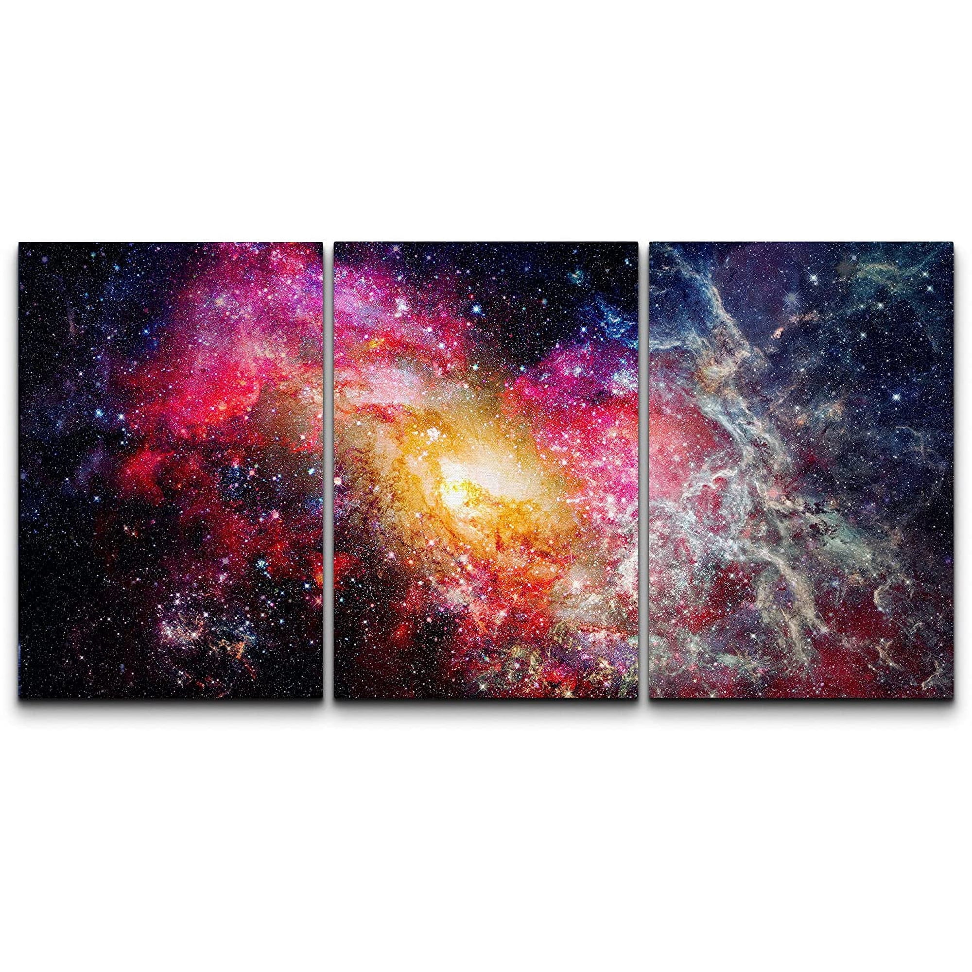 wall26 Canvas Print Wall Art Set Vibrant Pink Andromeda Galaxy Astronomy & Space Nature Digital Art Sci-Fi & Fantasy Decorative Landscape for Living Room Bedroom Office - 16 x24 x